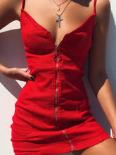 Full Size Zip-Front Bodycon Mini Dress Plus Size Red OutfitFlow